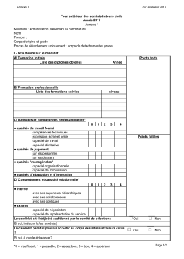 Nom Pr&eacute;nom : Corps d`origine et grade En cas de d&eacute;tachement