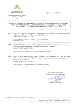 Commission de la sant&eacute;, de la solidarit&eacute;, du travail et de l`emploi