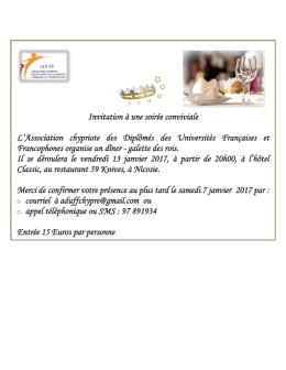 Invitation à une soirée conviviale L`Association chypriote des