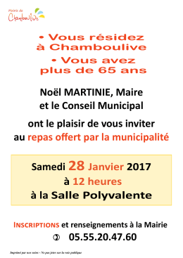 Repas des Anciens le 28 Janvier 2017