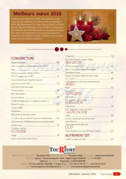 Conjoncture - Tourisme et gastronomie
