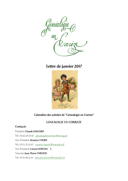 Lettre de janvier 2017 - G&eacute;n&eacute;alogie en Corr&egrave;ze