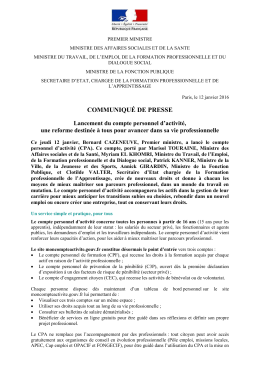 COMMUNIQUÉ DE PRESSE - Ministère des Affaires sociales et de
