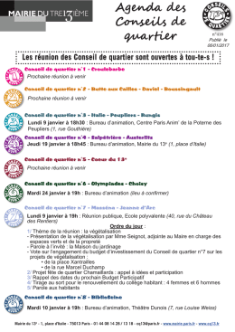 Agenda des Conseils de quartier - Les Conseils de quartier de Paris