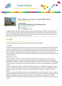 2014 Mettre en place le cycle CM2, 6ème