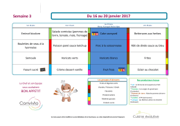 Semaine 3 Du 16 au 20 janvier 2017