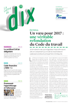 La Lettre du Dix de janvier 2017 - Fédération Française du Bâtiment