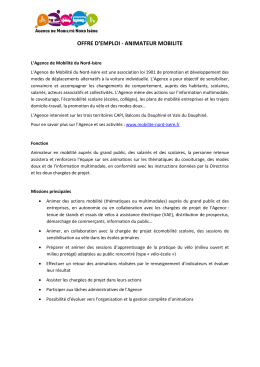 offre d`emploi - animateur mobilite - Agence de Mobilit&eacute; Nord