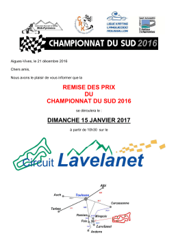 Remise des prix du Championnat du Sud 2016 à