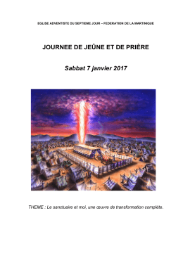 JOURNEE DE JEÛNE ET DE PRIÈRE Sabbat 7 janvier 2017