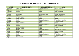 CALENDRIER DES MANIFESTATIONS 1er semestre 2017