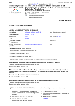 Avis de marché rectificatif prolongeant la date d`ouverture d marché