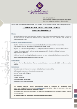 1 CHARGE DU SUIVI PROTECTION DE LA CLIENTELE (Poste
