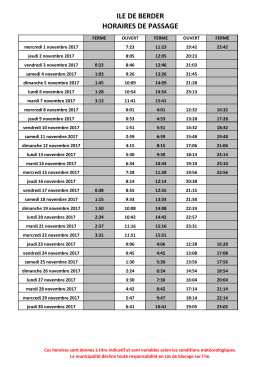 Horaires septembre 2017