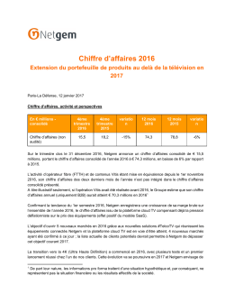 Chiffre d`affaires 2016