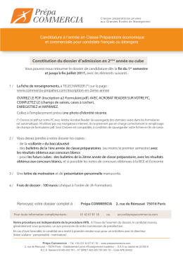Constitution du dossier d`admission en 2&egrave;me ann&eacute;e ou cube