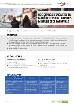 ads charg&eacute; d`enqu&ecirc;tes en mati&egrave;re de protection des mineurs et de