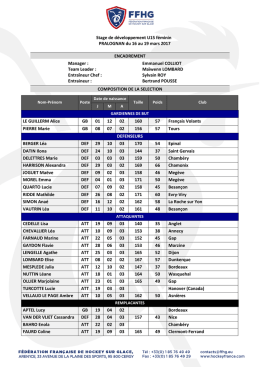 Stage de d&eacute;veloppement U15 f&eacute;minin PRALOGNAN du 16 au 19