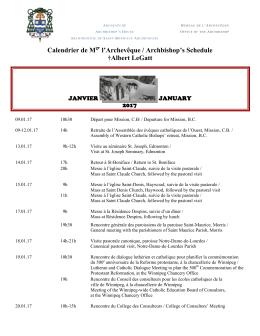 Calendrier de M gr l`Archevêque / Archbishop`s Schedule †Albert