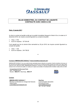 BILAN ANNUEL DU CONTRAT DE LIQUIDITE