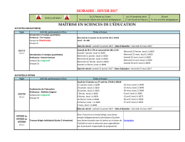 HORAIRE - HIVER 2017 MA&Icirc;TRISE EN SCIENCES DE L`&Eacute;DUCATION