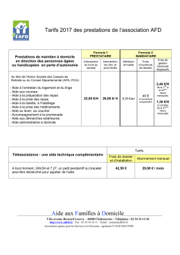 Le tarif des prestations proposées