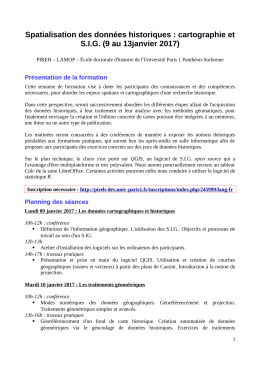 Spatialisation des donn&eacute;es historiques