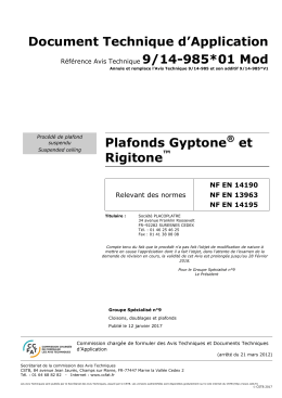 Document Technique d`Application Plafonds Gyptone et