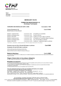 devis 2017-18-19 - Centre de formation Montessori Francophonie