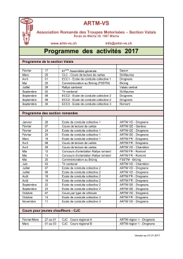 Activités annuelles - Association Romande des Troupes Motorisées