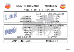 QUARTE DU MARDI 10/01/2017 ARR : 3 - 10 - 4