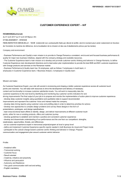 Offre CUSTOMER EXPERIENCE EXPERT Œ H/F
