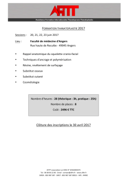 Clôture des inscriptions le 30 avril 2017