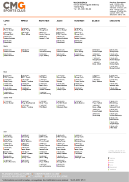 PLANNING DES ACTIVITÉS // HORAIRES DES CLUBS // ESPACE