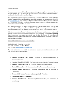 Am&eacute;nagements temporaires - Janvier &agrave; mars 2017