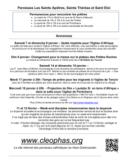 Messes de la semaine et annonces - Paroisses catholiques du Haut