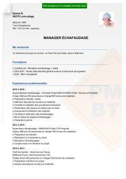 Recrutement CV MANAGER ÉCHAFAUDAGE - réf