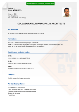 Recrutement CV COLLABORATEUR PRINCIPAL D™ARCHITECTE