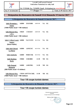 Projet Désignation Samdi et Dimanche 14-15/01/17