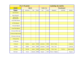 Planning du 14 et 15 janvier