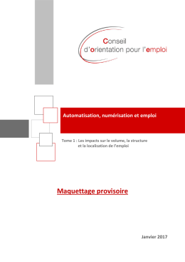 Rapport Automatisation, num&eacute;risation et emploi Tome 1
