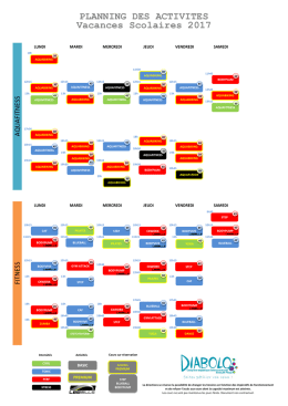 Vacances Scolaires 2017 PLANNING DES ACTIVITES