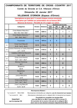 CHAMPIONNATS DE TERRITOIRE DE CROSS