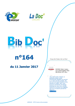 Bib Doc` n° 164 - Catalogue en ligne ARDEQAF