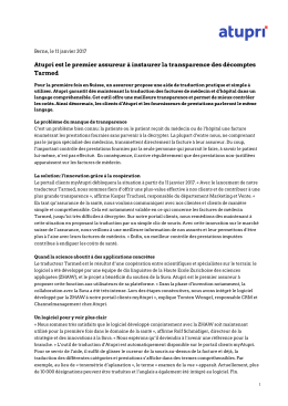Atupri est le premier assureur &agrave; instaurer la transparence des