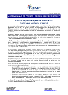 Contrat de pr&eacute;sence postale 2017&ndash;2019 : le dialogue