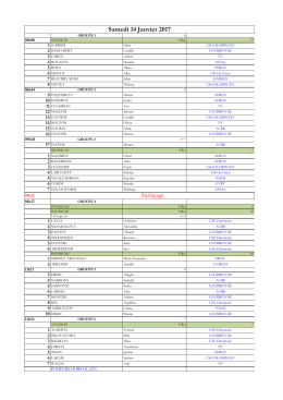 Planning du Samedi 14/01/2017.