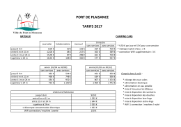 PORT DE PLAISANCE TARIFS 2017