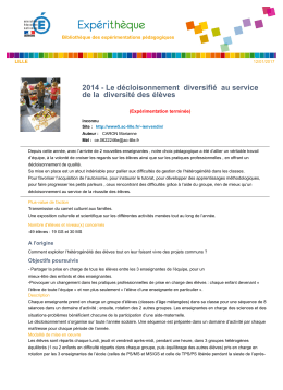 Le d&eacute;cloisonnement diversifi&eacute; au service de la diversit&eacute; des &eacute;l&egrave;ves