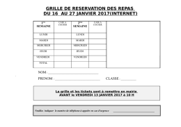 Réservation pour les repas